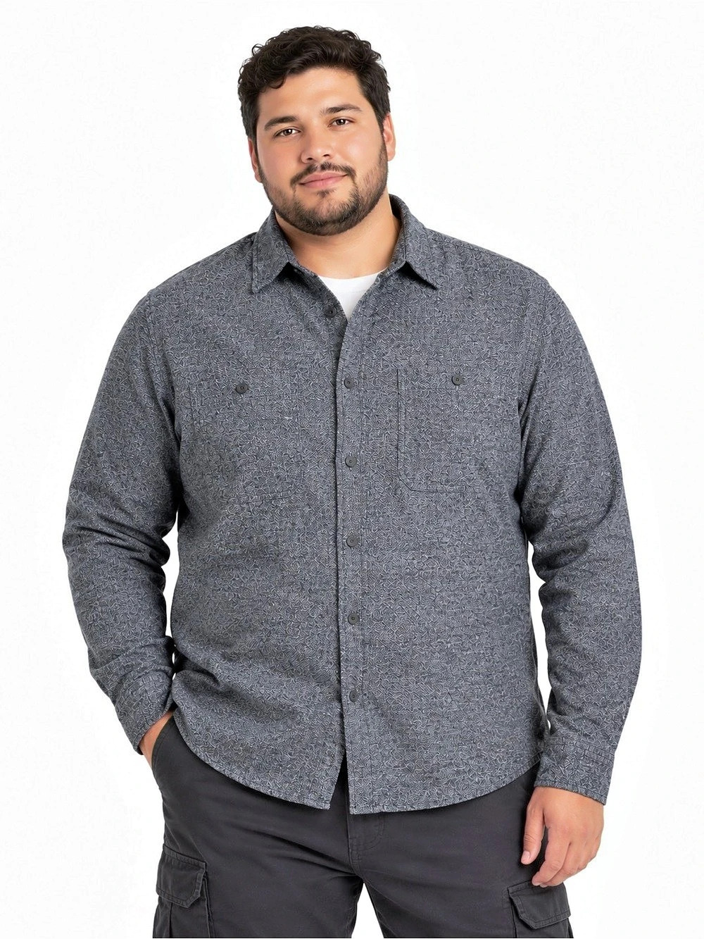Goodfellow & Co Men's Midweight Flannel Long Sleeve Shirt Gray Size XL
